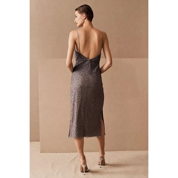 NEW Anthropologie Forever that girl dunne midi dress gray sequin size 8 - Picture 2 of 11